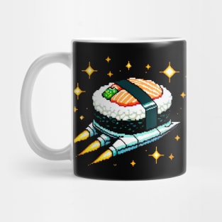 Retro Space Sushi - Pixel Art Fusion of Sushi & Galaxy Exploration Mug